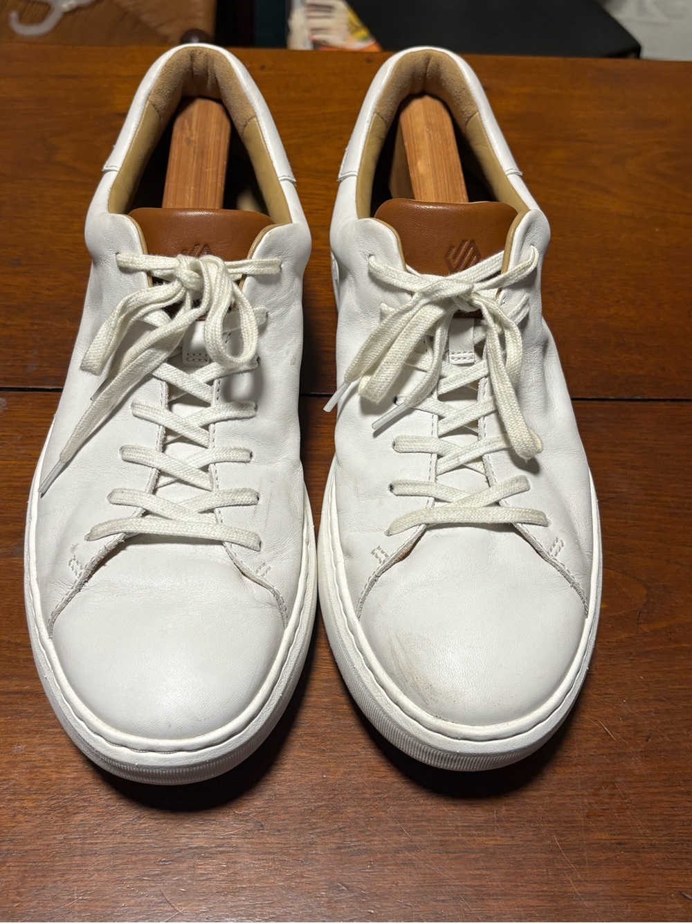Johnston & Murphy Men’s White Leather Lace Up Comfort Sneakers Round Toe Size 12